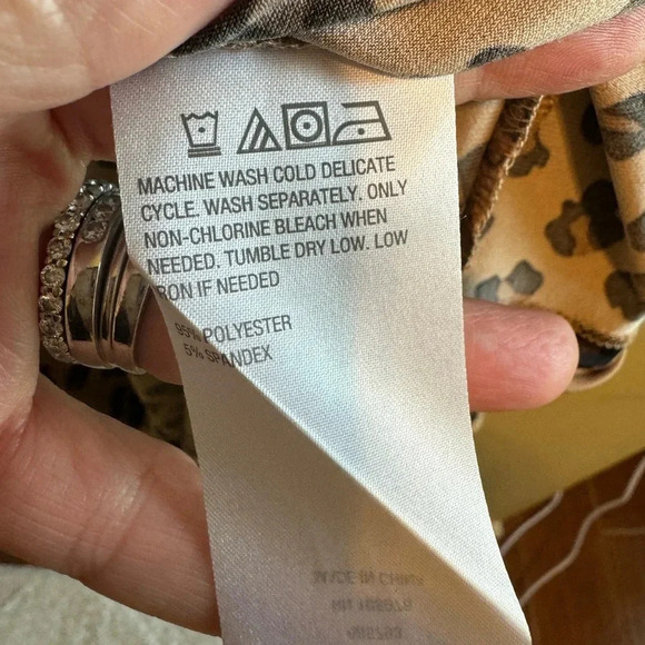 IMAN Global Chic Blouse Brown Tan Black Animal Print 3/4 Sleeve Gold Plus Sz 1X - Picture 6 of 9